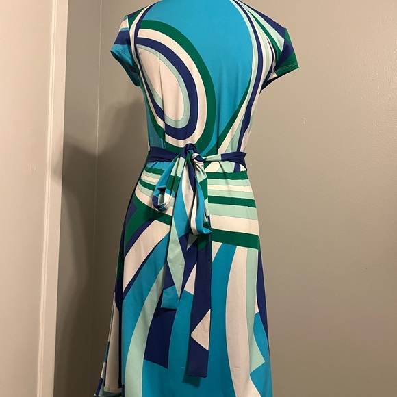 JB by Julie Brown Vibrant Blue and Green Midi Dress - Picture 3 of 5